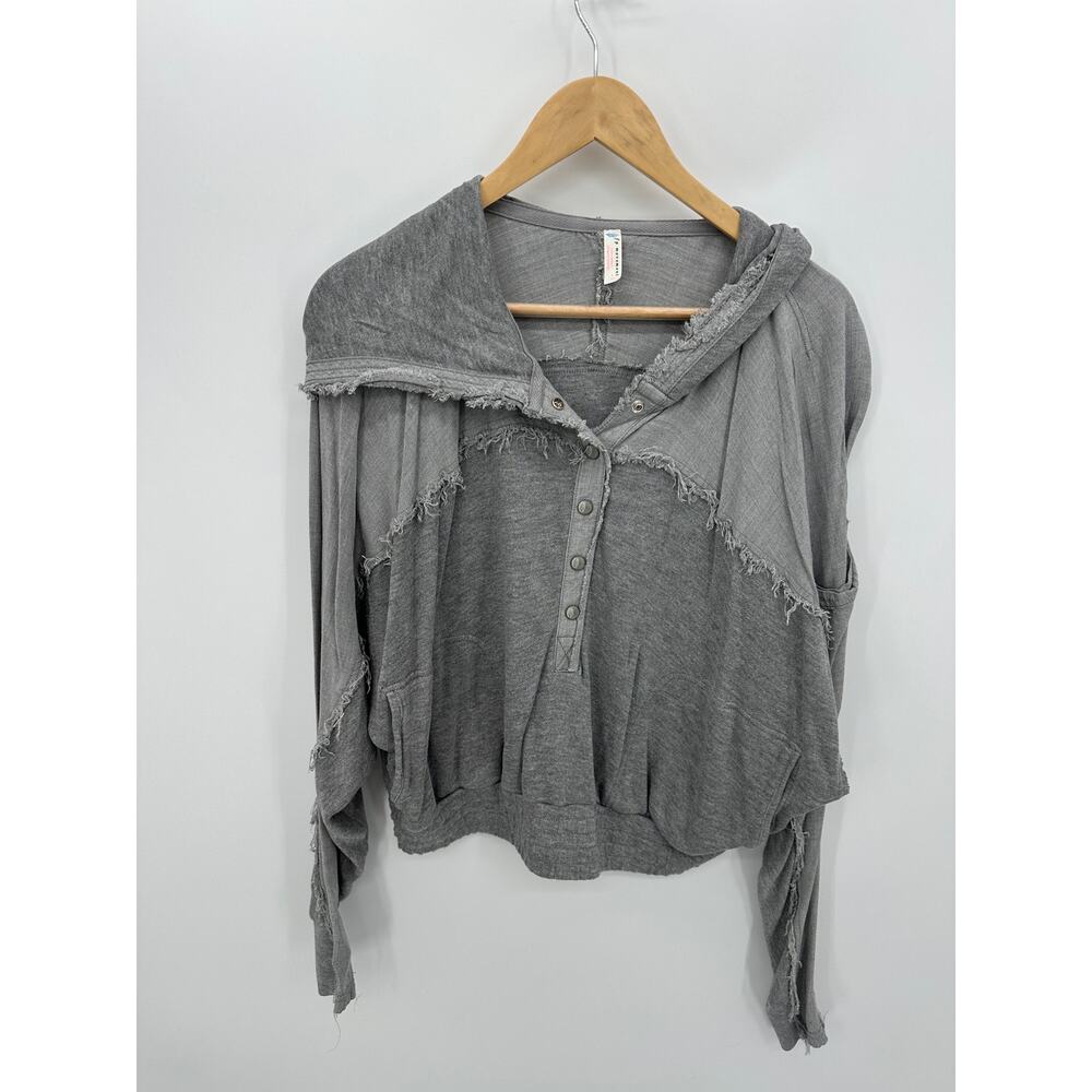 FP Movement Windy Meadow Hoodie Heather Grey Women Small Oversized OB1137897